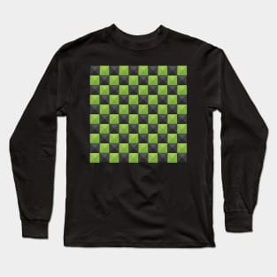 Black and Green Checkered Squares Long Sleeve T-Shirt